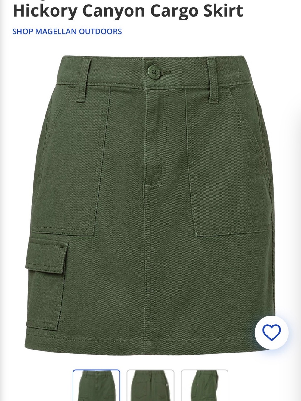 Magellan Outdoors Olive Green Utility Mini Skirt